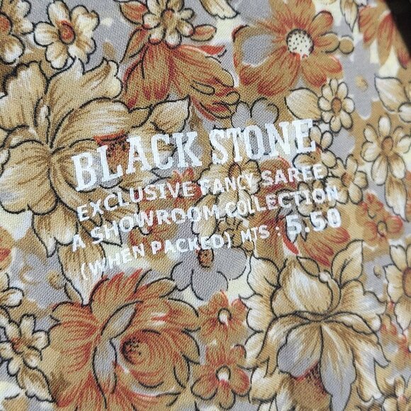 Beige Brown Tan Saree - Unstitched- NEW ! - Picture 7 of 9